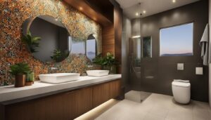 Kamar mandi dengan ubin mozaik