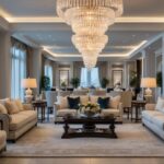 Dekorasi Ruang Keluarga Megah dan Terbaik dengan Pencahayaan Lampu Kristal untuk Suasana Elegan