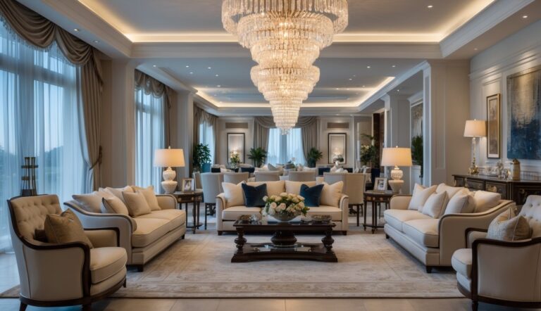 Dekorasi Ruang Keluarga Megah dan Terbaik dengan Pencahayaan Lampu Kristal untuk Suasana Elegan