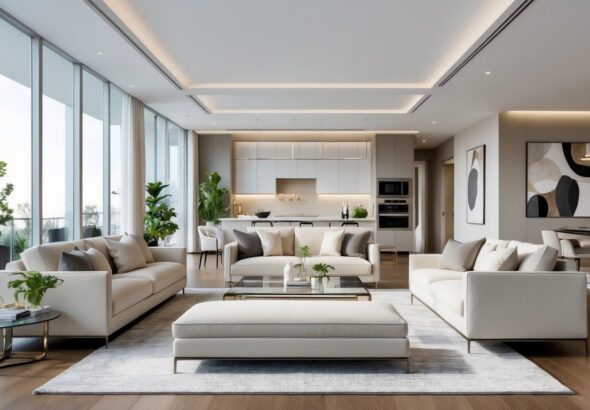 Konsep Desain Interior Apartemen Mewah Bergaya Kontemporer yang Elegan dan Fungsional: Menyatukan Estetika dan Kenyamanan