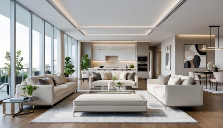 Konsep Desain Interior Apartemen Mewah Bergaya Kontemporer yang Elegan dan Fungsional: Menyatukan Estetika dan Kenyamanan