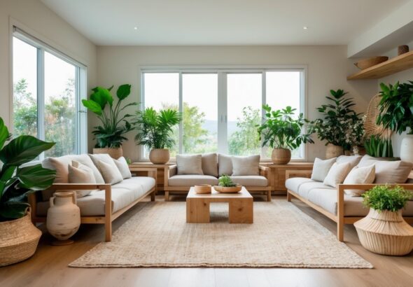 Design Ruang Tamu Modern Dengan Sentuhan Dekorasi Natural yang Menawan