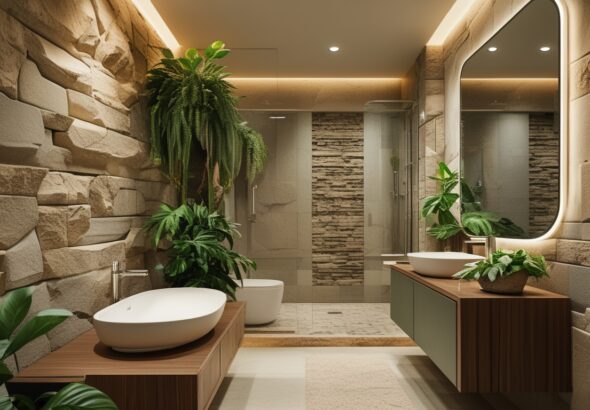 Design Kamar Mandi Terbaik Bernuansa Natural dengan Batu Alam Untuk Keanggunan yang Tahan Lama