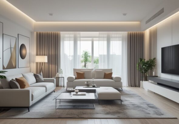 Desain Ruang Keluarga dan Ruang Tamu Menyatu untuk Hunian Modern Minimalis yang Fungsional