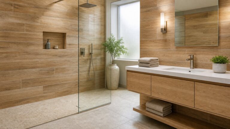 Pilihan Keramik Dinding Kamar Mandi Motif Kayu yang Tidak Licin untuk Tampilan Elegan