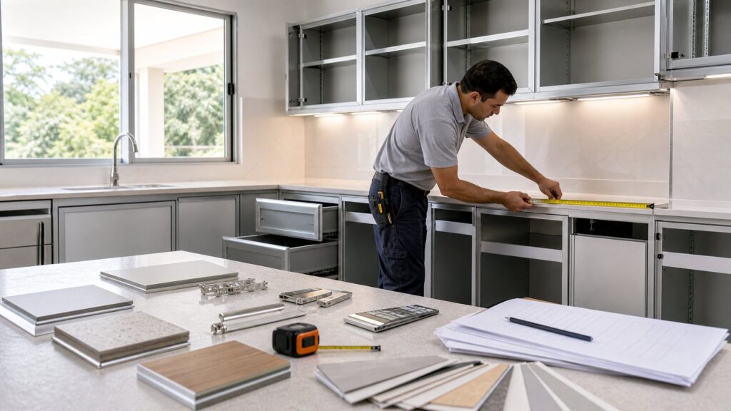 Cara Menghitung Biaya Pembuatan Kitchen Set Aluminum Anti Rayap dan Tahan Air Secara Akurat