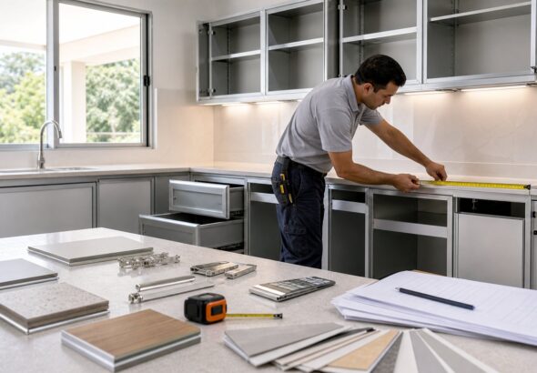 Cara Menghitung Biaya Pembuatan Kitchen Set Aluminum Anti Rayap dan Tahan Air Secara Akurat