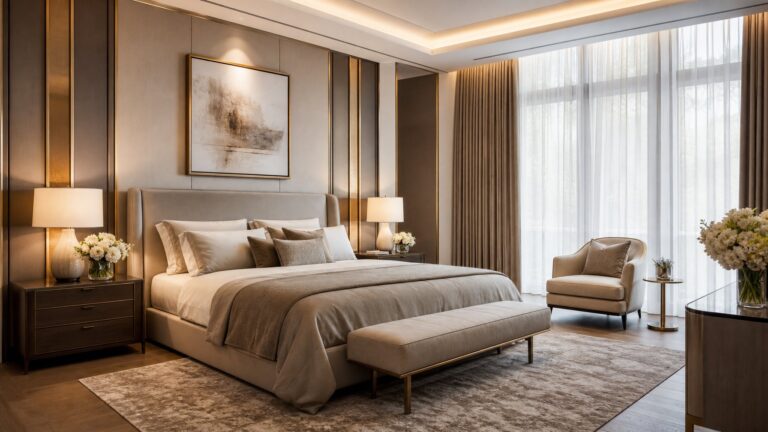 Inspirasi Dekorasi Interior Kamar Tidur Utama Mewah dan Elegan untuk Hunian Modern